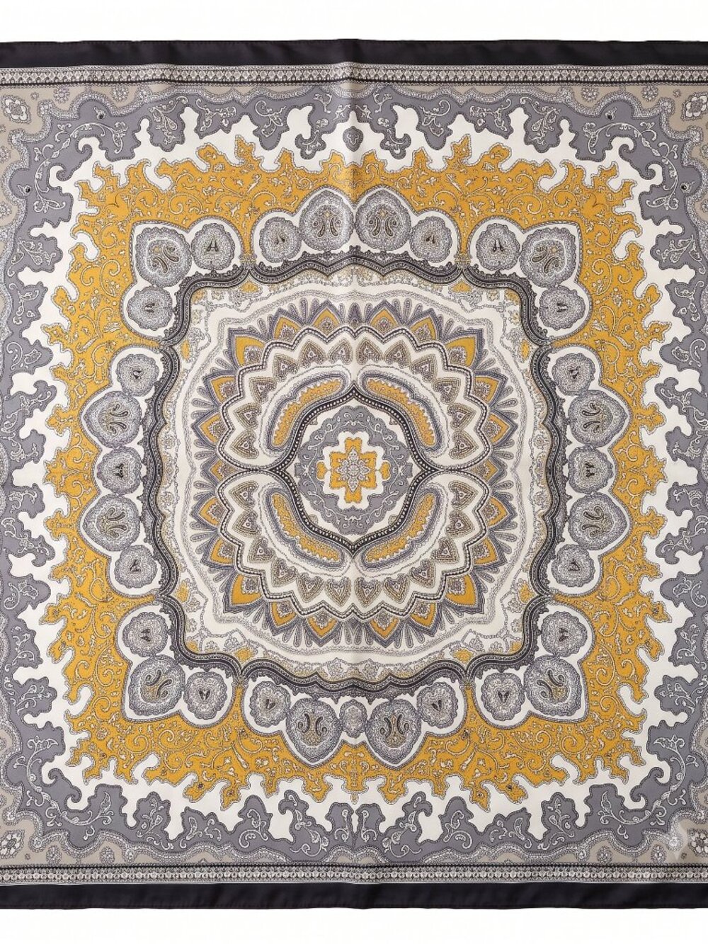 Lumière East Silk Scarf – Golden Medallion Paisley | 100% Mulberry Silk 70x70cm
